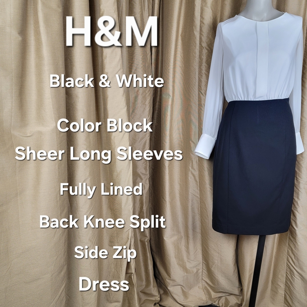 SOLD🚫🚫🚫H&M Black and White Sheer Sleeve Dress